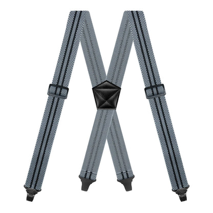 Heavy Duty Men’s Suspenders 3.8cm Wide X-Back Work Braces with 4 Strong Plastic Gripper Clasps – Adjustable Elastic Trouser Suspenders