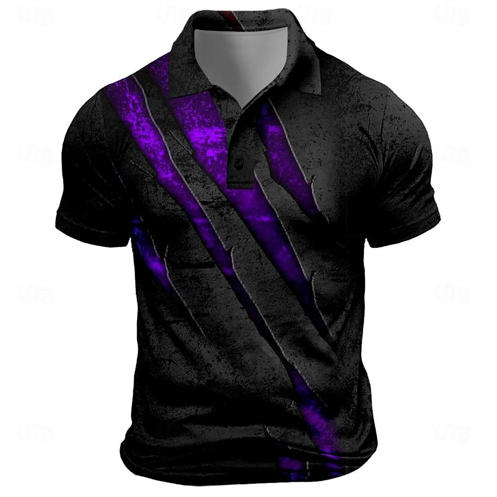 Men's Short Sleeve Scratch Print Polo Shirt