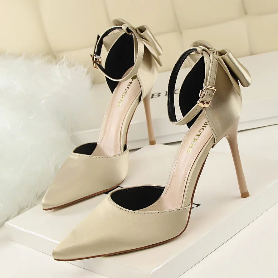 Women's Ultra-High Heels Velvet Hollow Out Ankle Strap Pumps