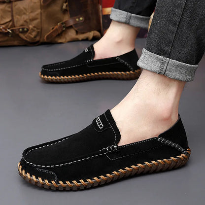 Mocassins à enfiler doux et décontractés en cuir suédé pour hommes