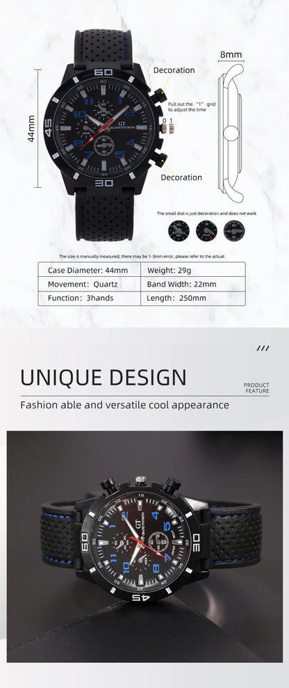 Runde Herren-Sportarmbanduhr im Militär-Stil