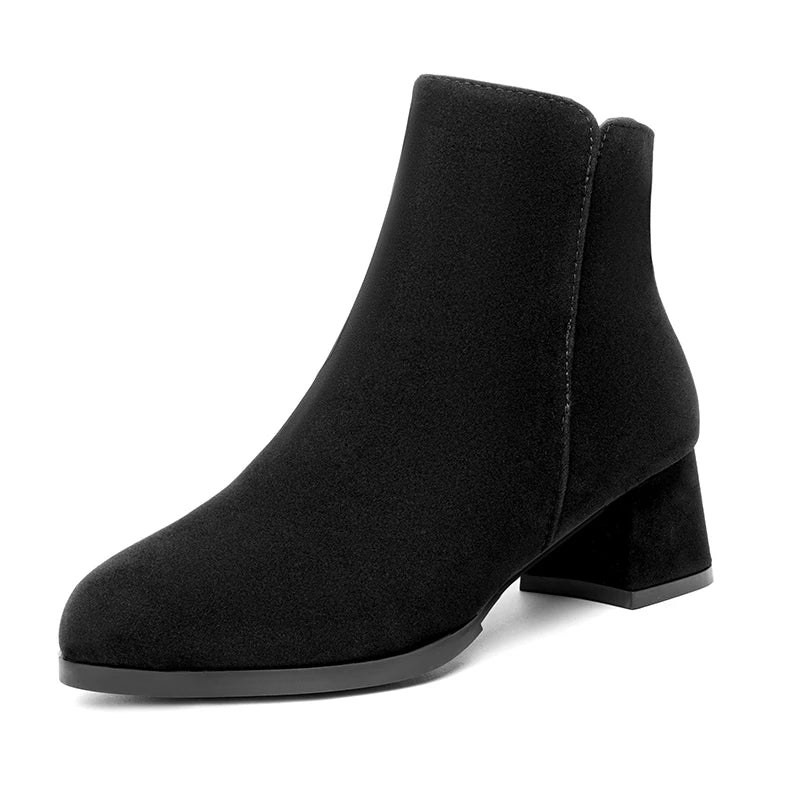 Women's Mid-Heel Wool Warm Ankle Boots