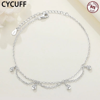 Fußkettchen aus Sterlingsilber mit Farbstempel und Quaste für Damen