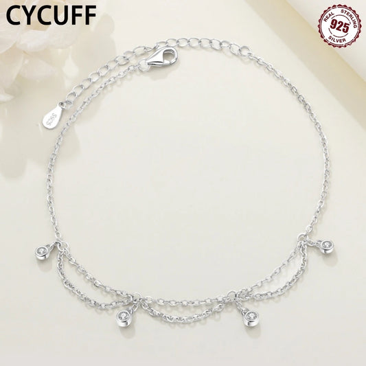 Bracelets de cheville à pampilles en argent sterling pour femmes