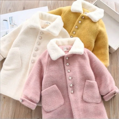 Kids Imitation Mink Velvet Long Coat girls jacket