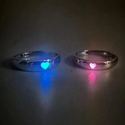 Adjustable luminous heart couples rings