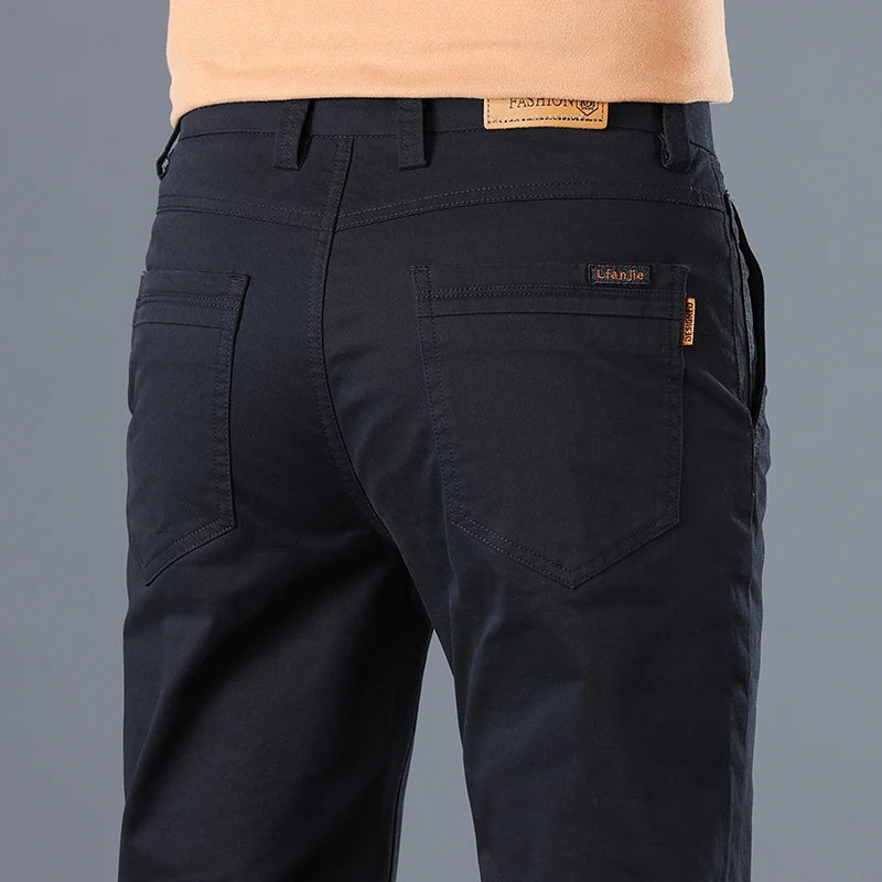 Men's Stretch Cotton Straight Cargo Formal Pants
