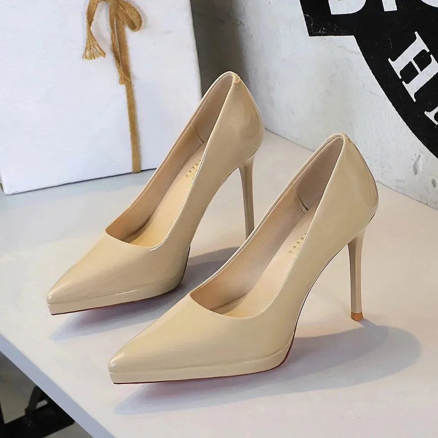 Women's High Stiletto Heels – Patent Leather Pointed Toe Party Pumps