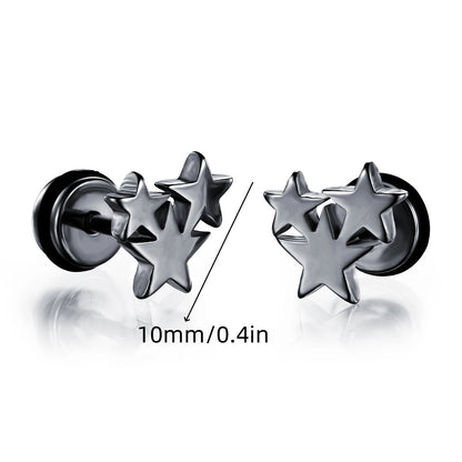Boucles d'oreilles gothiques punk en acier inoxydable pour hommes et femmes – Petit squelette à géométrie rocheuse avec zircon