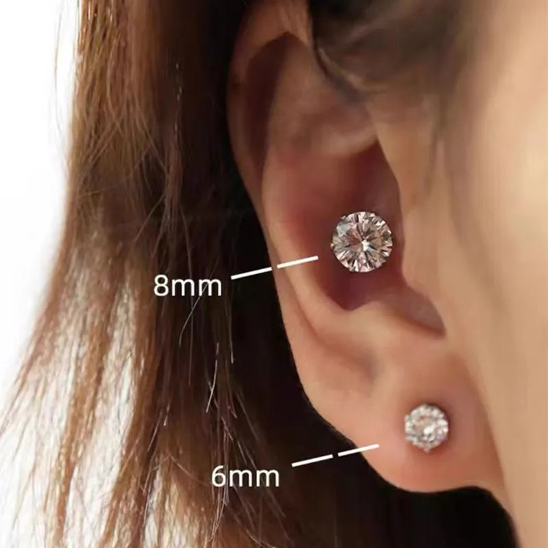 1-10 Pairs Crystal Magnetic Ear Stud Clip Earrings for Men