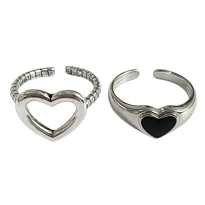 couple rings, matching rings for couples, matching rings, couple rings set, heart rings, adjustable ring, ring set, purple rings