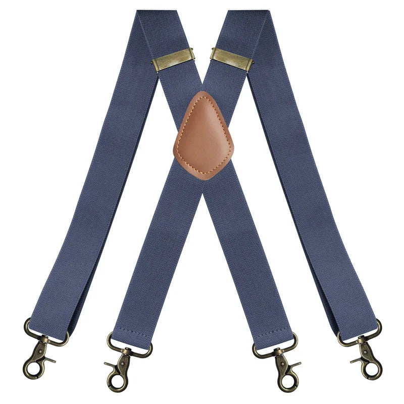 X-Shape 4 Bronze Snap Hooks Trouser Braces Suspenders for Men