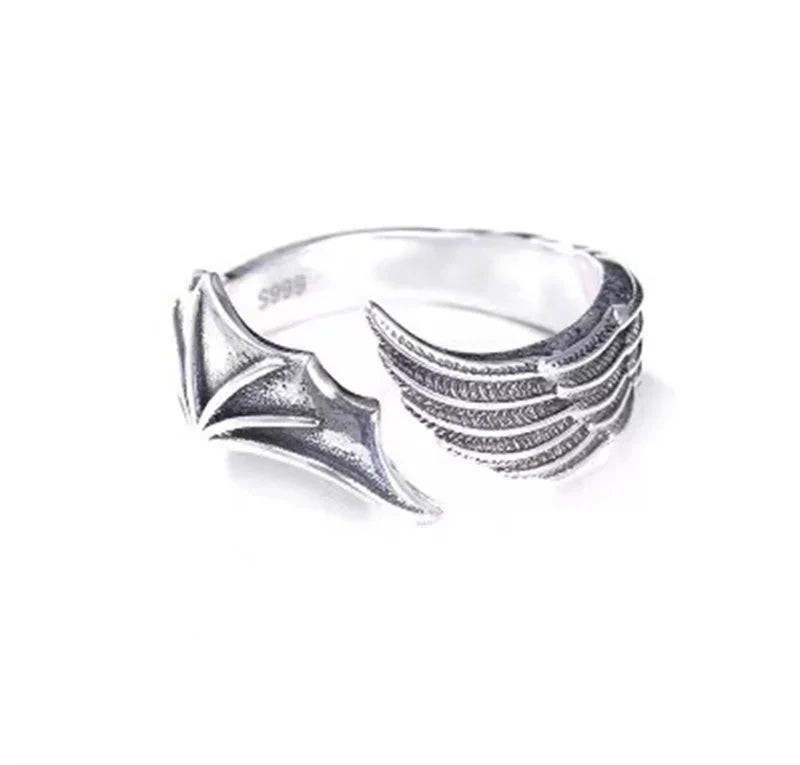 Unisex Gothic Adjustable Angel Wings Ring