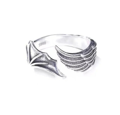 Unisex Gothic Adjustable Angel Wings Ring