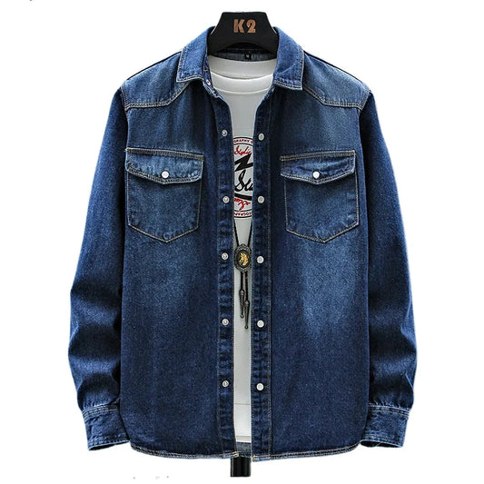 Chemises en denim pour hommes à manches longues 100 % coton