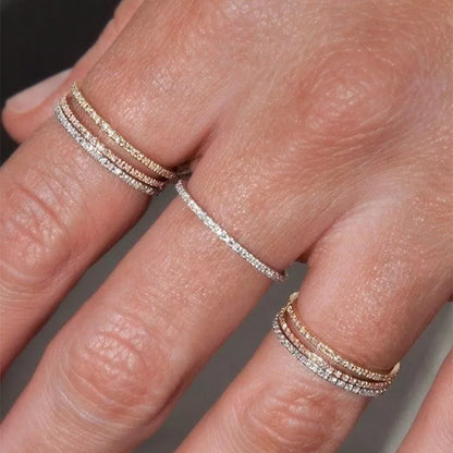 Micro Pave Zircon Stackable Tiny Rings for Women