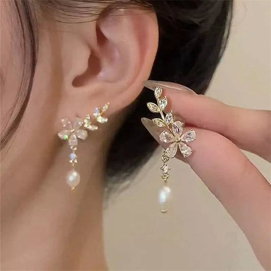Women's Zircon Rose Crystal Earrings