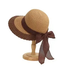 Boho Chic Straw Sun Hat With Bow Visor For Women