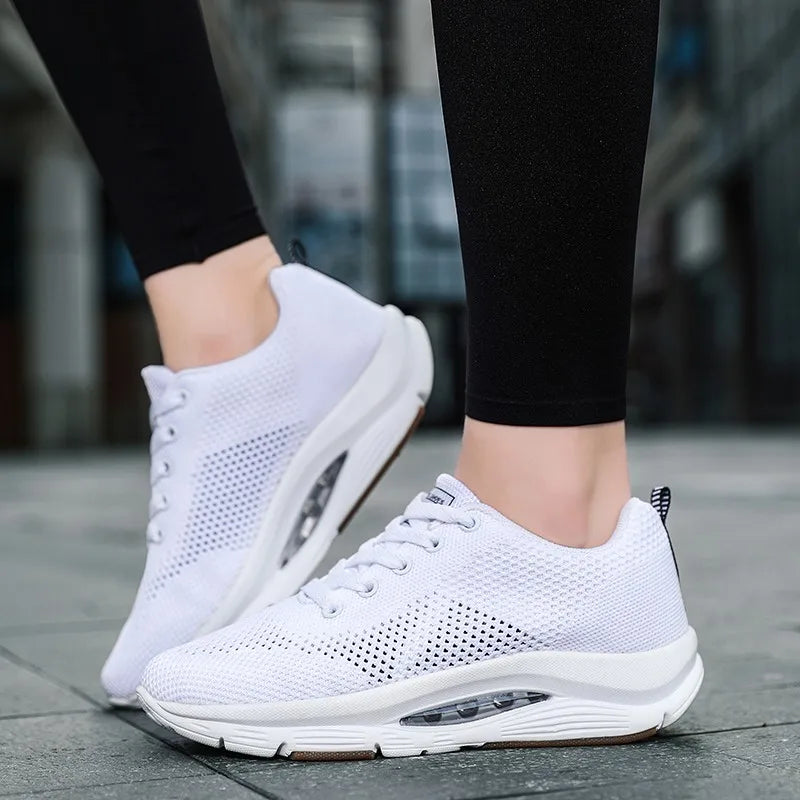 Women’s Walking Sneakers – Cushioned Breathable Gym & Jogging Shoes Lightweight Lace-Up Athletic Running Shoes