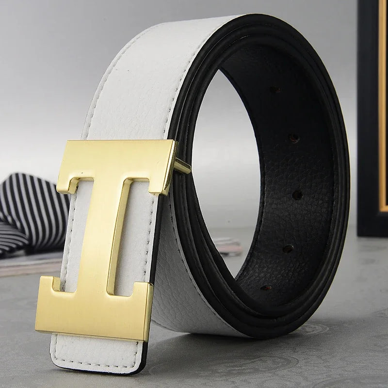 Men's Lightwieght Metal Smooth Genuine Leather Belts
