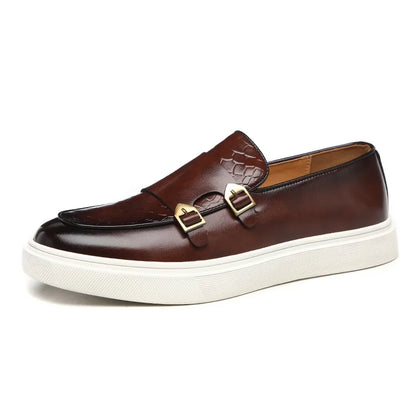 Herren-Loafer im Retro-Stil im britischen Schlangenleder-Stil – lässige Slip-On-Flats