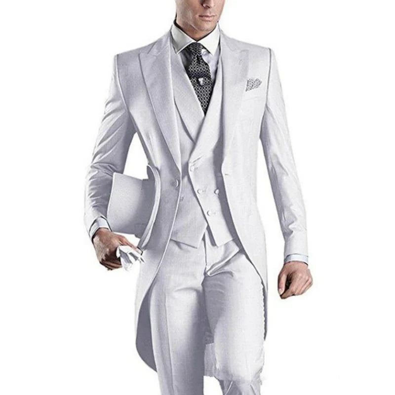 Custom Tailcoat Suits for Men - White/Black/Grey/Burgundy