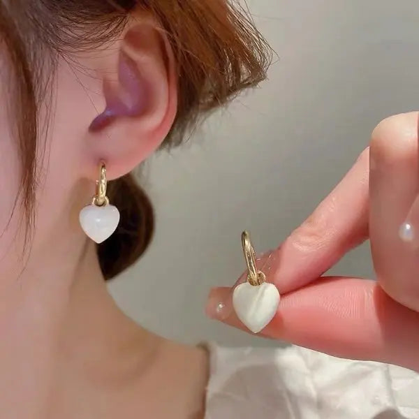 Gold Zircon Bowknot Stud Earrings with Red Pearl Flower