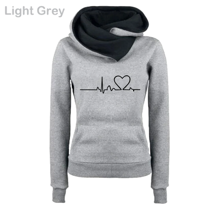 Women's LongSleeve Love Heartbeat Print Streetwear Hoodies