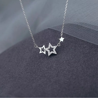 Silver Zircon Star Necklace