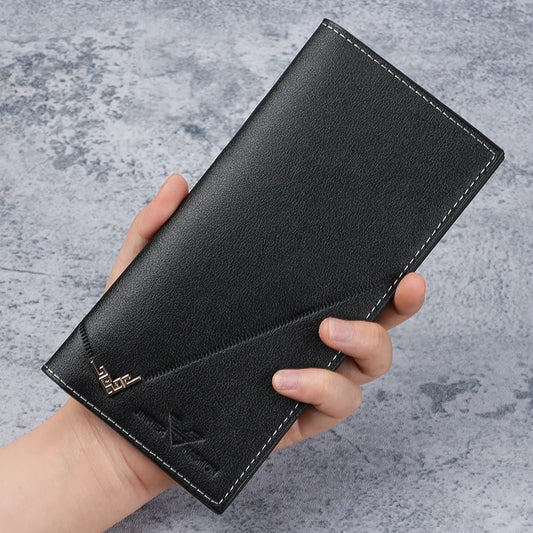 Men’s Long Leather Wallet – Soft PU Leather Clutch