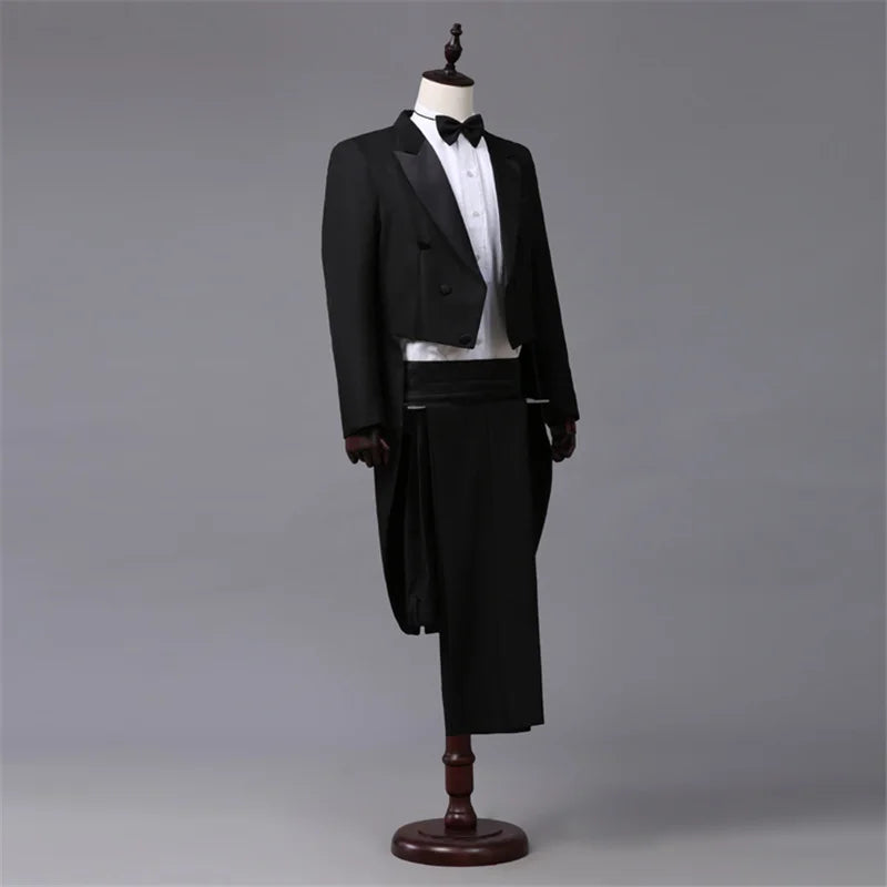Custom Tailcoat Suits for Men - White/Black/Grey/Burgundy