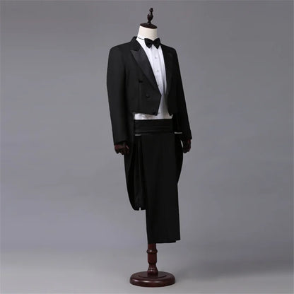 Custom Tailcoat Suits for Men - White/Black/Grey/Burgundy