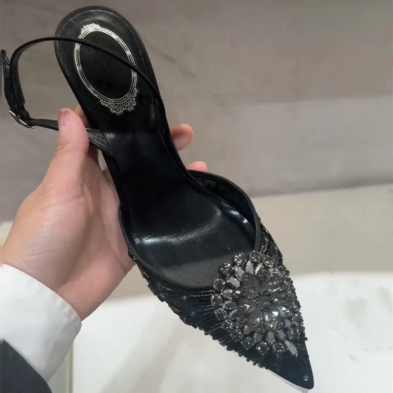 Pearl Decor Slingback Summer High Heels For Women