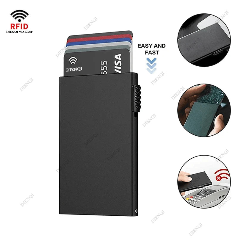 RFID Blocking Slim Metal Pop Up Card Wallet