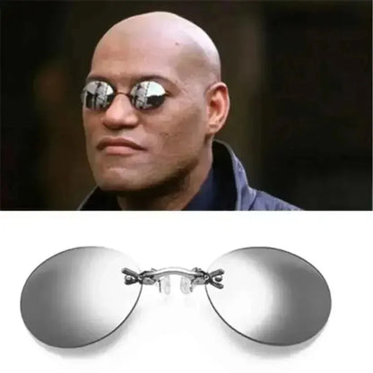 Men's Round Rimless Mini Clip On Nose Glasses