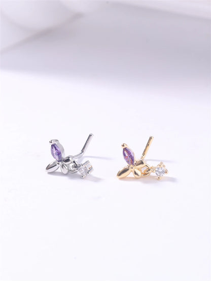 Cute Butterfly Dangle Nose Studs in Gold/Silver