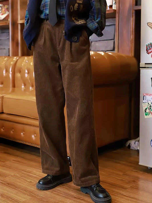 Women's Corduroy Loose Straight Trousers Pants