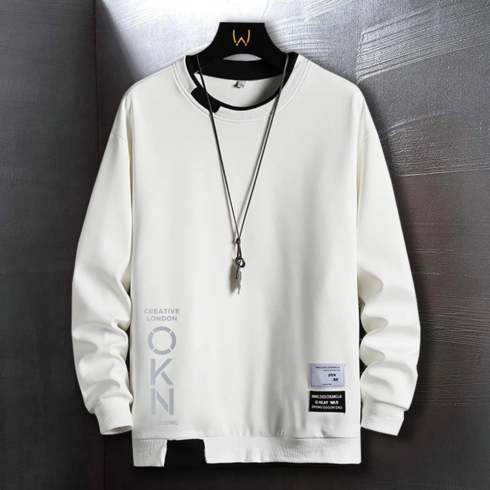 Men's Letter Print Casual Hoodies Loose Sweatshirt