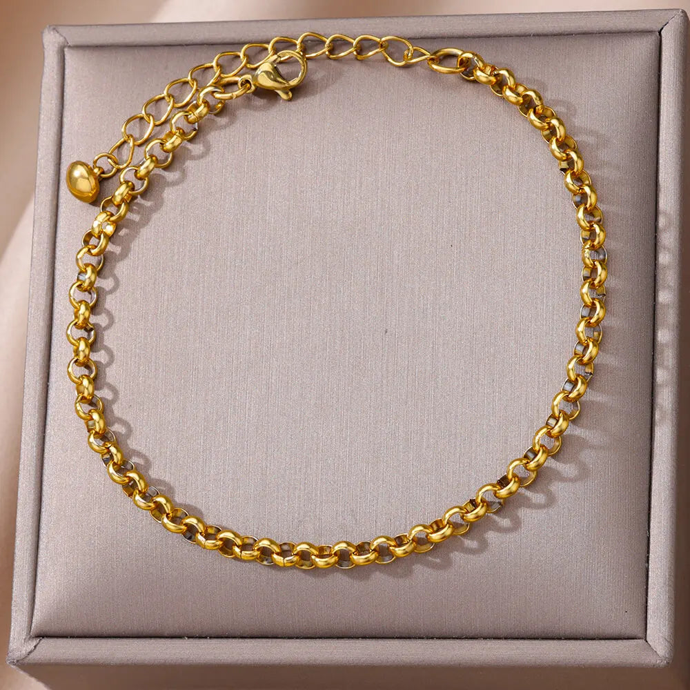 Doppelschichtige silberfarbene Fußkettchen für Frauen