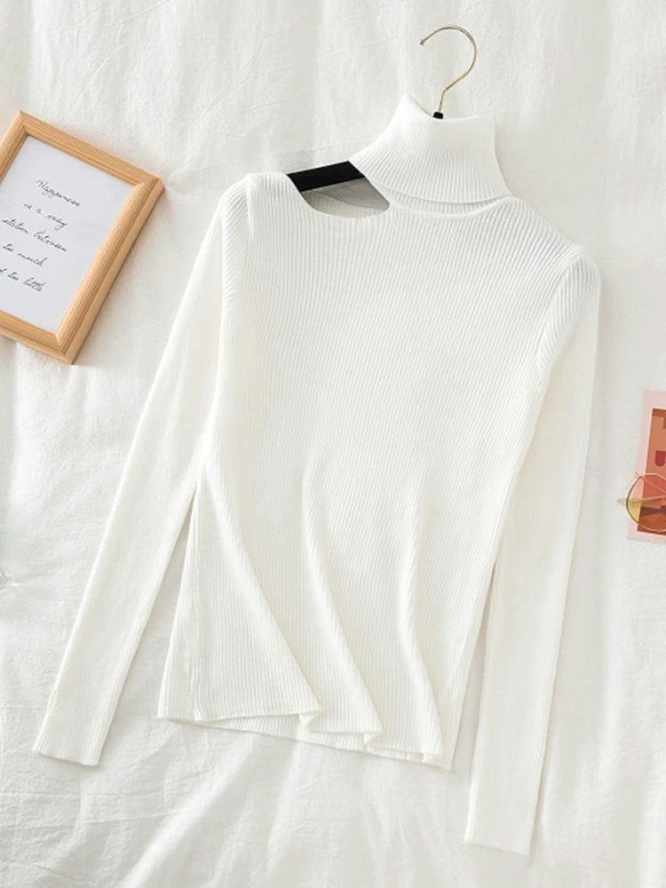 Lace Ruffle Turtleneck Sweater for Women's