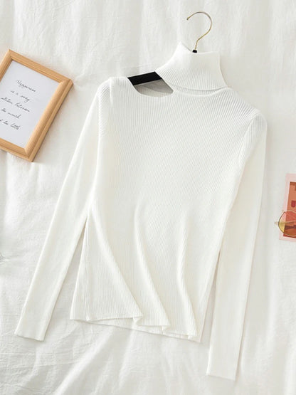 Lace Ruffle Turtleneck Sweater for Women's