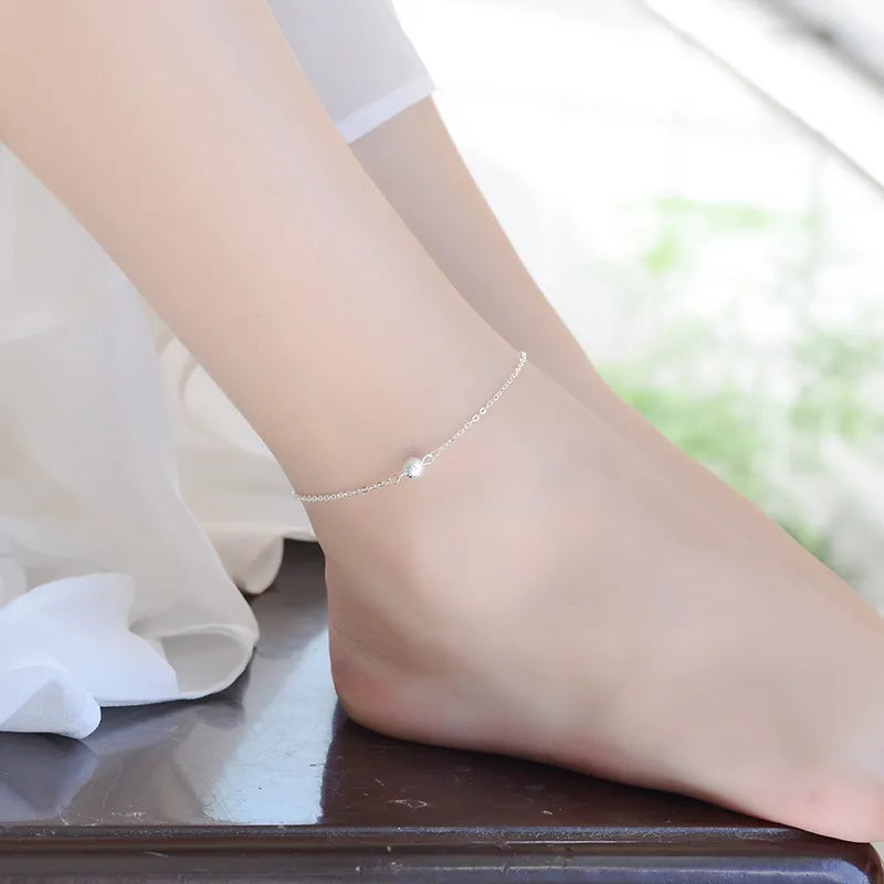 Sterling Silver Color Single Layers Anklets