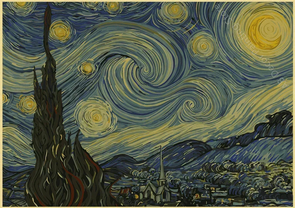 Unframed Canvas Print Van Gogh's Starry Night Wall Art Decoration