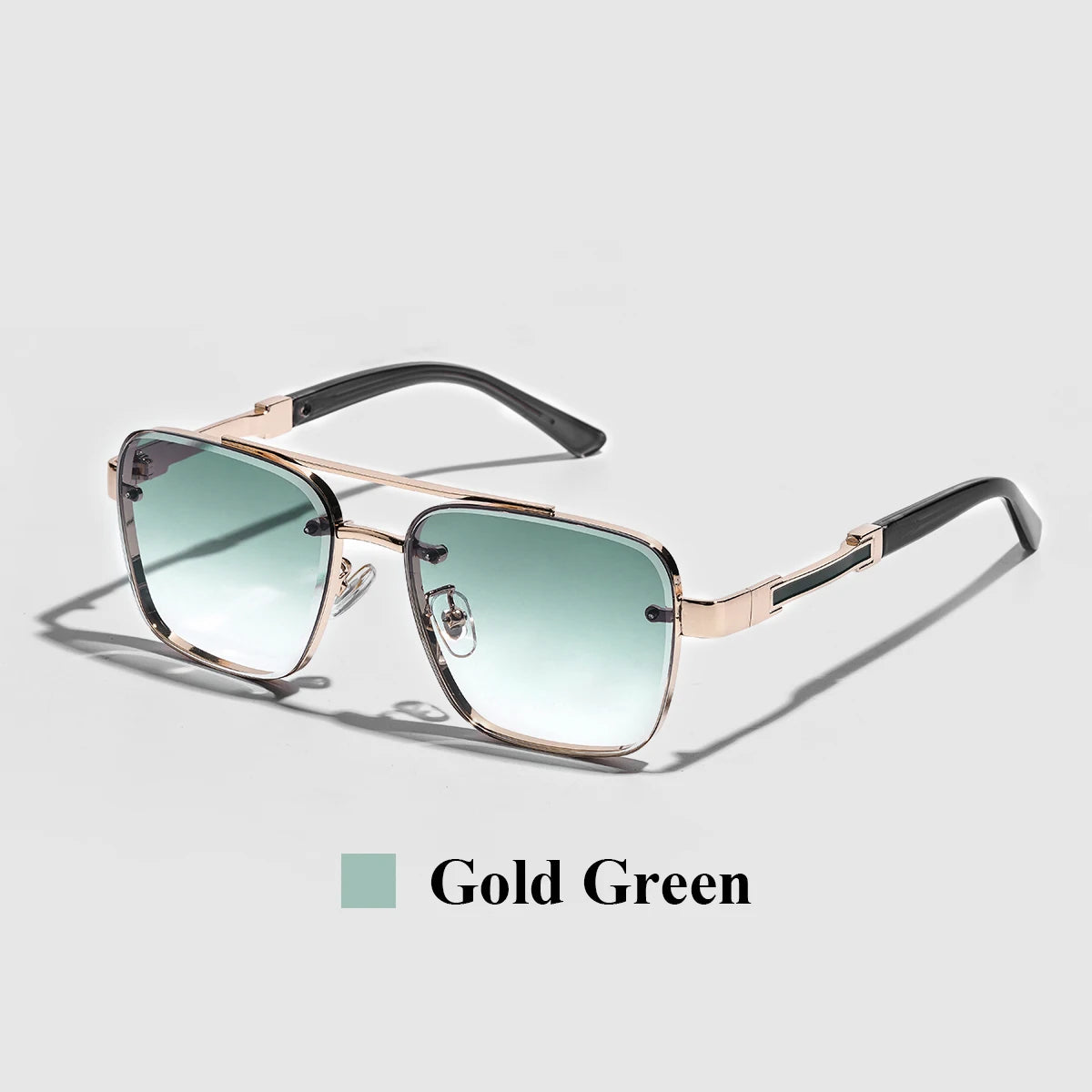 Men's Square Metal Frame Gradient Sunglasses