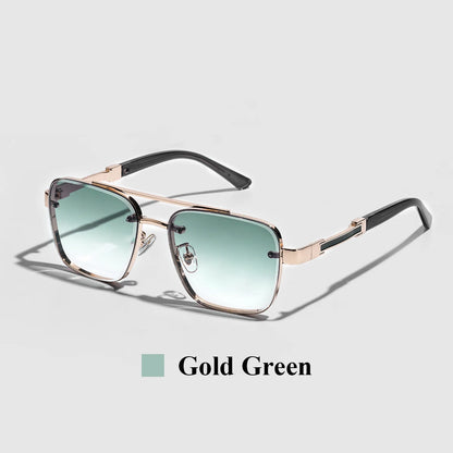 Men's Square Metal Frame Gradient Sunglasses