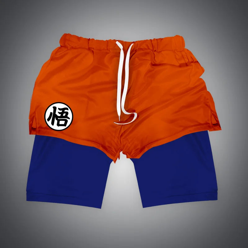 Gym-Shorts mit Dragon Ball &amp; One Piece-Anime-Print