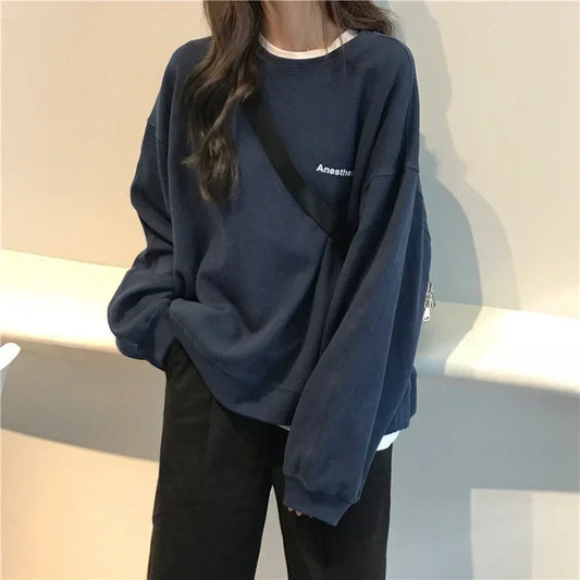 Women Y2K Letter Hoodie Long Sleeve T-Shirt – Summer Thin Loose Pullover Sweatshirt