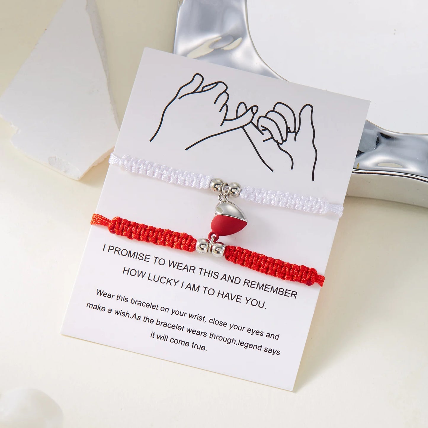 Bracelets magnétiques pour couples en corde tressée à la main