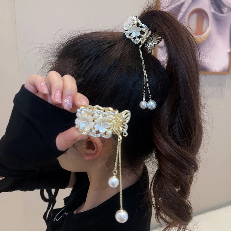 Chic Rhinestone Tassel Hair Claw