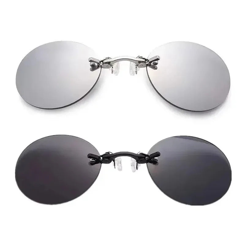 Men's Round Rimless Mini Clip On Nose Glasses